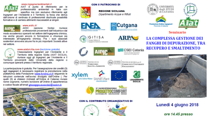 LA COMPLESSA GESTIONE DEI FANGHI DI DEPURAZIONE-SEMINARIO IL 4 GIUGNO A CATANIA