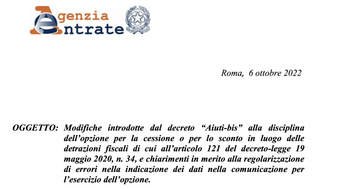 Superbonus 110% come sanare gli errori, la circolare dell’Agenzia delle Entrate