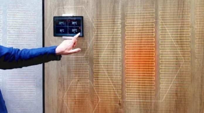 Riscaldamento intelligente e sottile che trasforma le pareti in radiatori Un riscaldamento intelligente che sfrutta la tecnologia sottile come un foglio di carta in grado di trasformare mobili e pareti in radiatori. Progetto di una startup finlandese prendendo a prestito un sistema militare